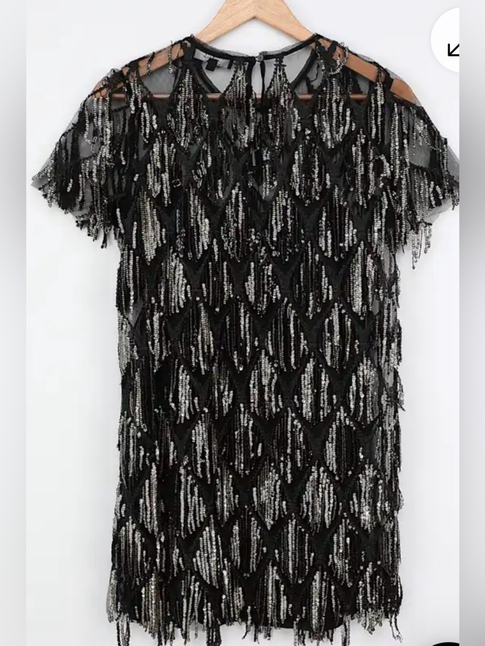 Lulus NWT On the Dance Floor Black Sequin Fringe Shift Dress Medium - Picture 4 of 6